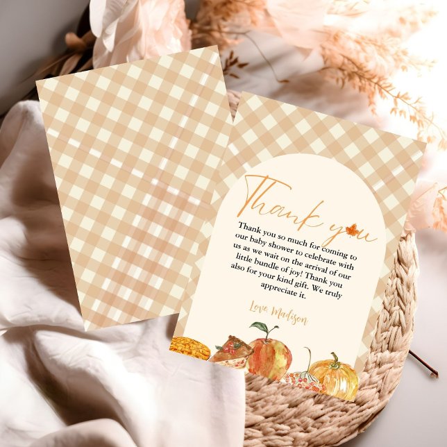 Cutie Pie Thanksgiving Baby Shower Thank you Card (Creator Uploaded)