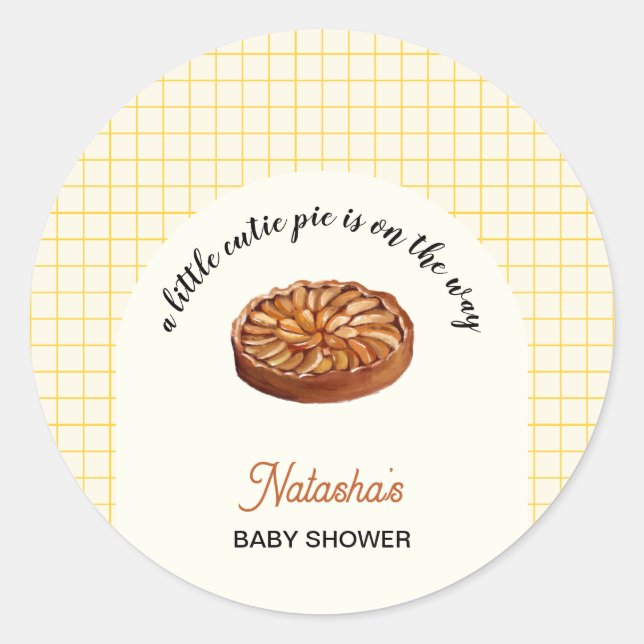 Cutie Pie Thanksgiving Fall Baby Shower  Classic Round Sticker (Front)