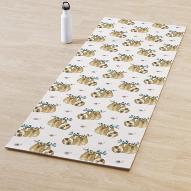 Cutie Pie Watercolor Sloth Pattern Yoga Mat (In Situ)