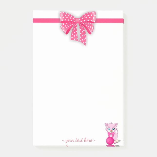 Cutie Pink Kitten Cartoon Post-it Notes (Front)