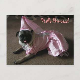 Cutie Pug Princess Postcard
