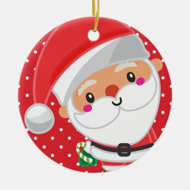 Cutie Santa Personalised Kids Christmas Ceramic Tree Decoration (Front)