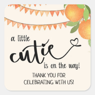 Cutie, Thank you, party favour, Favours, Baby show Square Sticker