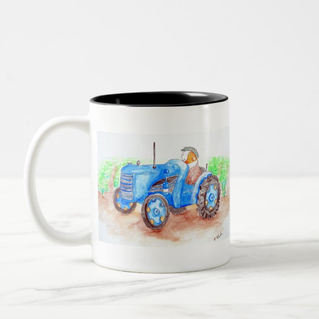 Cutie the Farmer Guinea Pig Painting Two-Tone Coffee Mug (Left)