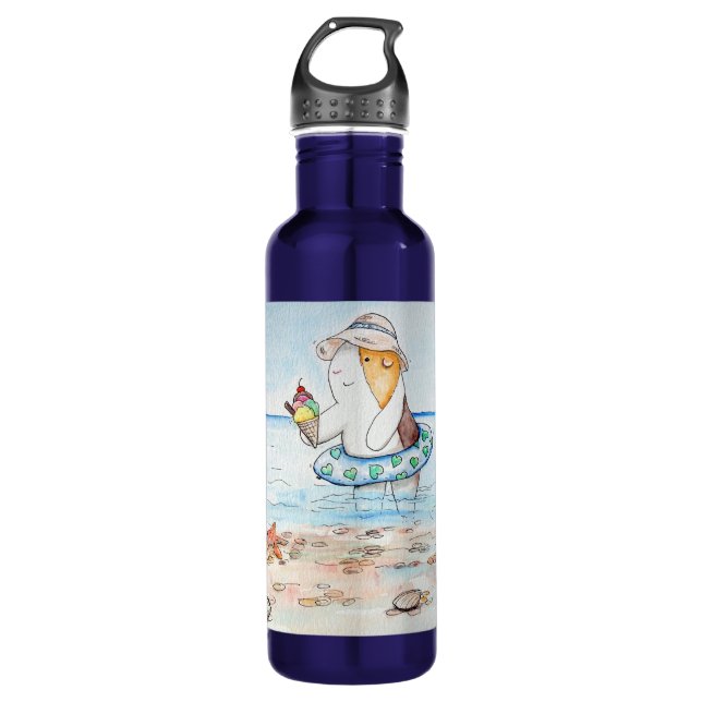 Cutie the Guinea Pig at the Seaside Painting 710 Ml Water Bottle (Front)
