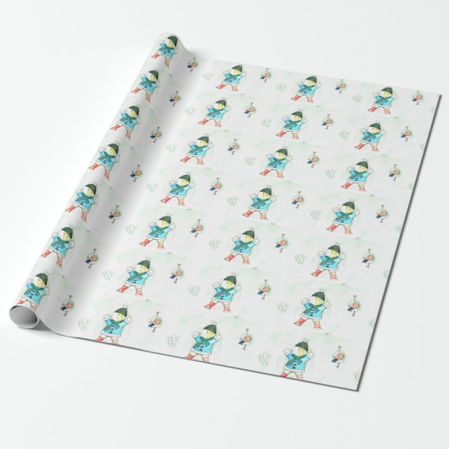 Cutie the Guinea Pig Snow Angel Painting Wrapping  Paper (Unrolled)