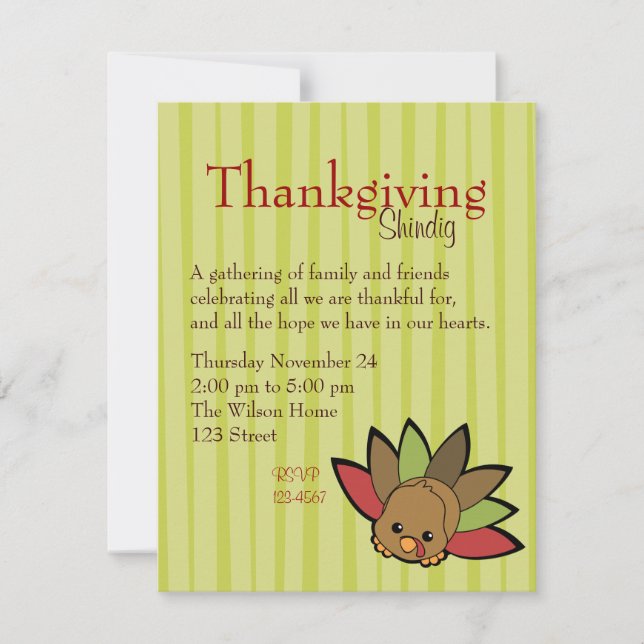 Cutie Turkey Invitation (Front)