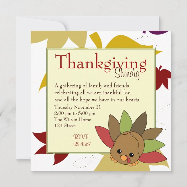 Cutie Turkey Invitation (Front)