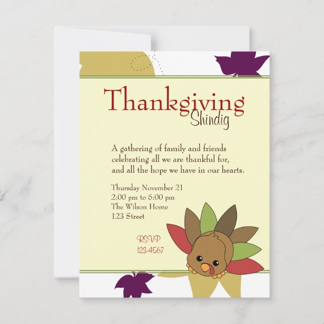 Cutie Turkey Invitation (Front)