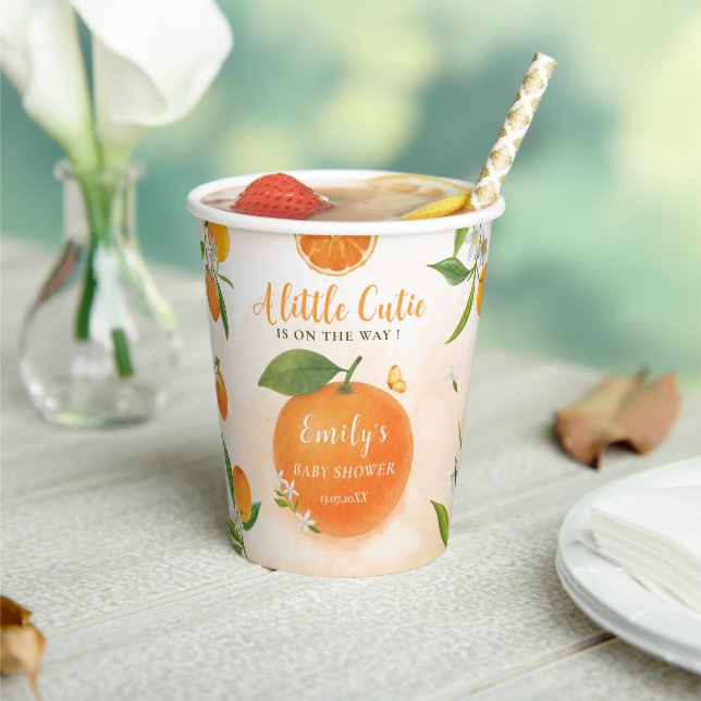 Cutie Watercolor Orange Baby Shower Paper cup (Insitu)
