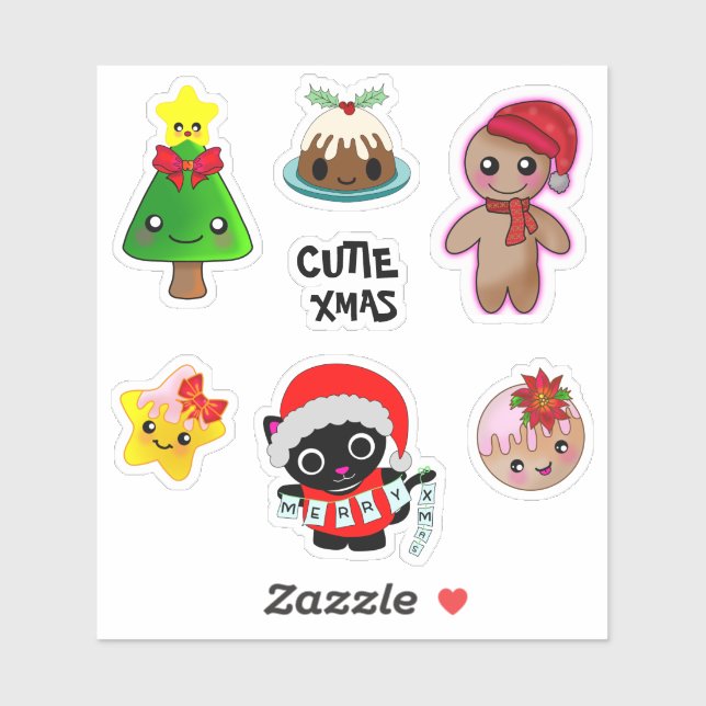 Cutie Xmas Cat Friendship Gingerbread Man Stars (Sheet)