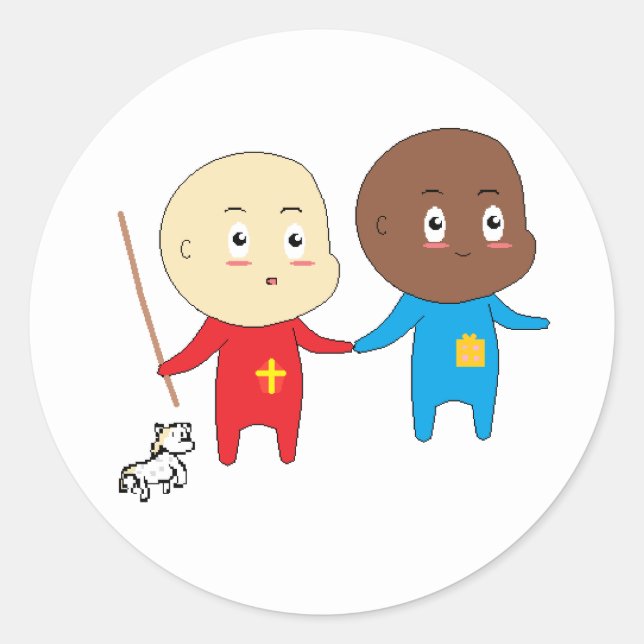 Cutieful Kids Art Babies St. Nicholas Sinterklaas Classic Round Sticker (Front)