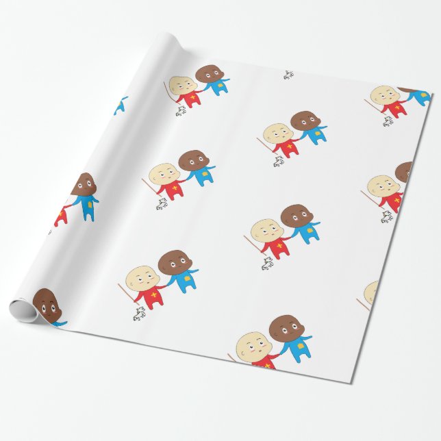 Cutieful Kids Art Babies St. Nicholas Sinterklaas Wrapping Paper (Unrolled)