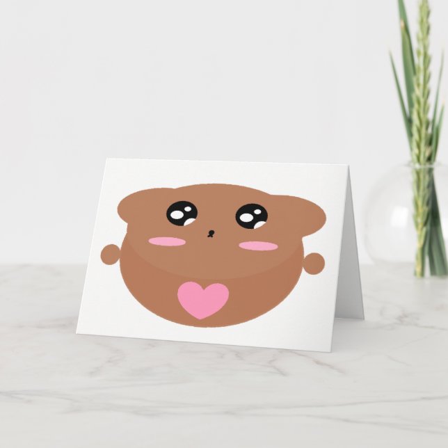 Cutieful Kids Art Design Cute Teddy Bear In Love Card (Front)
