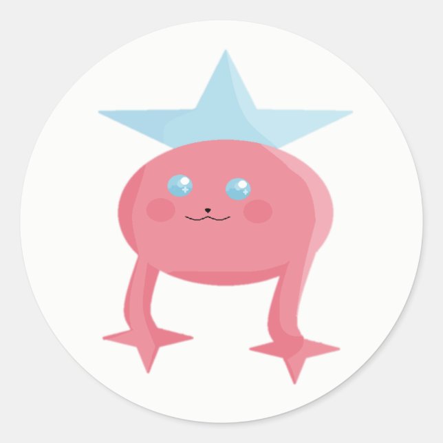 Cutieful Kids Art Design Fairy Pink Blue Classic Round Sticker (Front)