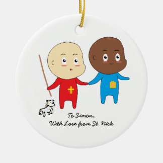 Cutieful Kids Art St. Nicholas Cute Twin Babies Ceramic Tree Decoration