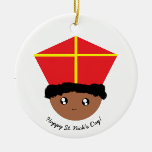 Cutieful Kids Art St. Nicholas Mitre Zwarte Piet Ceramic Tree Decoration
