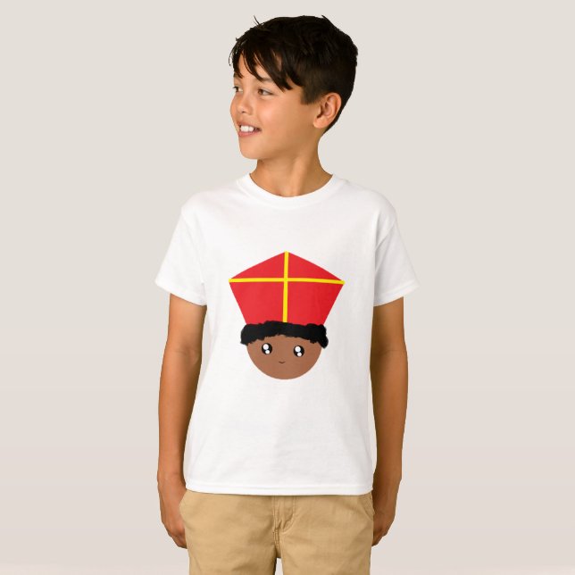 Cutieful Kids Art St. Nicholas Mitre Zwarte Piet T-Shirt (Front Full)