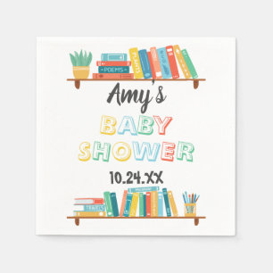Cuties Book Nerd Themed Background Baby Shower Napkin