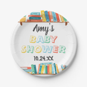 Cuties Book Nerd Themed Background Baby Shower Paper Plate