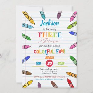 Cuties Crayon Art Paper Colourful Party Birthday I Invitation