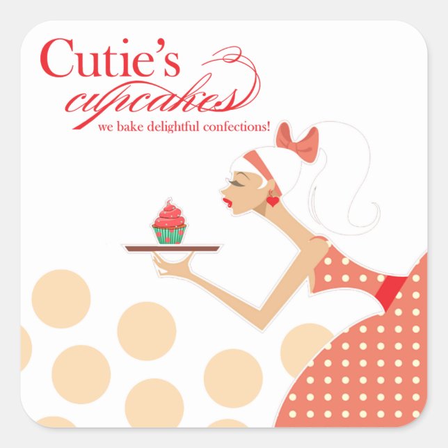Cutie's Cupcakes - Confections Desserts Pastries Square Sticker (Front)