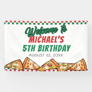 Cuties Pizza Party Red Green Caro 5th Birthday  Banner