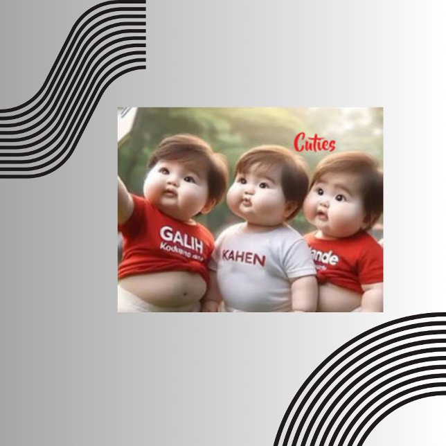 Cuties, Red and White Chubby Kids  Decorative Cushion (Creator Uploaded)