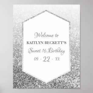 Cuties Sweet 16 Silver Glitter Elegant Birthday Poster