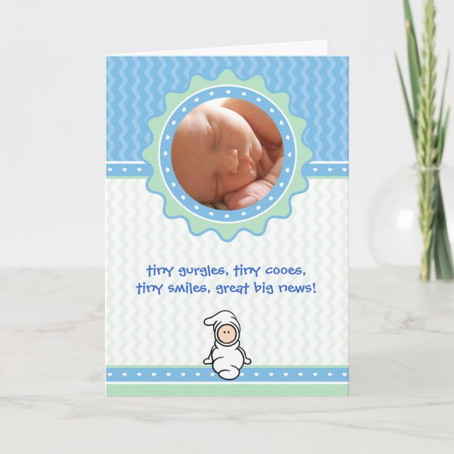 Cutietoots Birth Announcement - Blue/Green - Boy (Front)