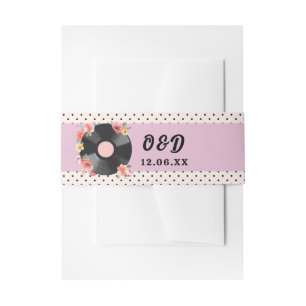 Cutlery Band Music Record Wedding Floral 1950s Invitation Belly Band