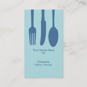 Cutlery Cafe Business Card (Light Blue)