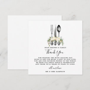 cutlery floral wedding thank you reception card
