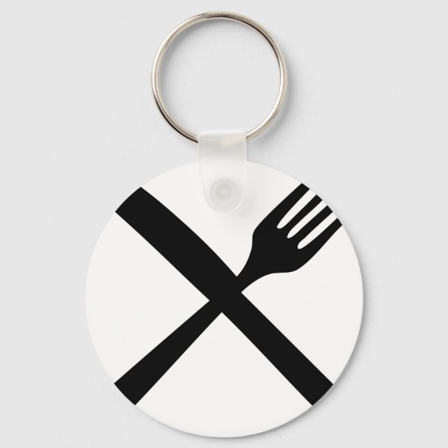 cutlery fork and knife crossed key ring (Front)