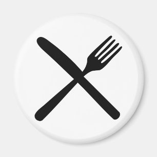 cutlery fork and knife crossed magnet