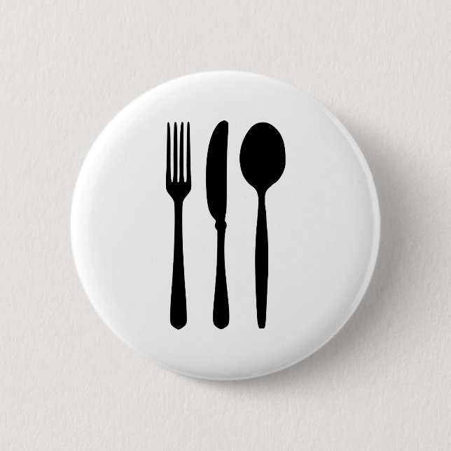 Cutlery - Fork - Knife - Spoon 6 Cm Round Badge (Front)