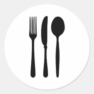 Cutlery - Fork - Knife - Spoon Classic Round Sticker