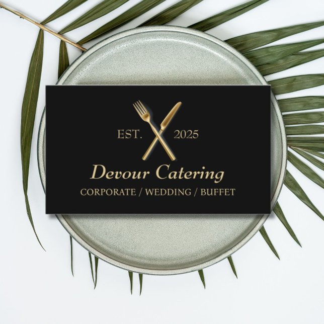 Cutlery QR Code Chef Caterer Catering Services Business Card (Creator Uploaded)