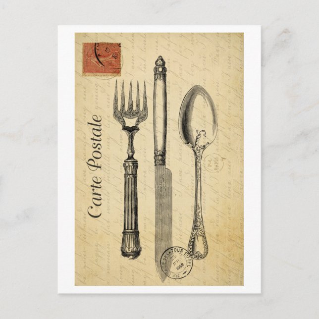 Cutlery - Vintage French Postcard (Front)