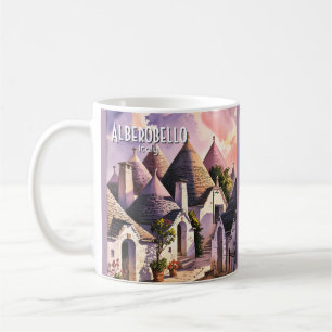 Cutom Alberobello Trulli Houses Italy Watercolor Coffee Mug