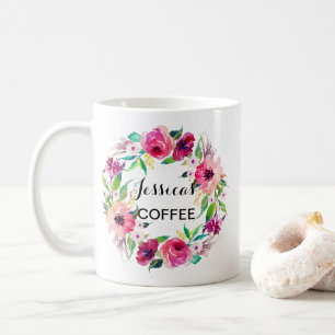 Cutom Name Mug, Personalised Name Mug, Floral-2 Coffee Mug