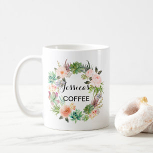 Cutom Name Mug, Personalised Name Mug, Floral-4 Coffee Mug