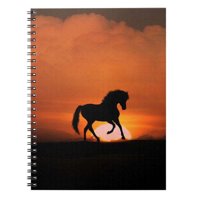 Cutomizable Horse in the Sunset Notebook (Front)