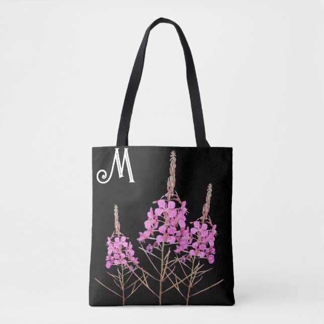 Cutomizable M monogram pretty pink flowers floral Tote Bag (Front)