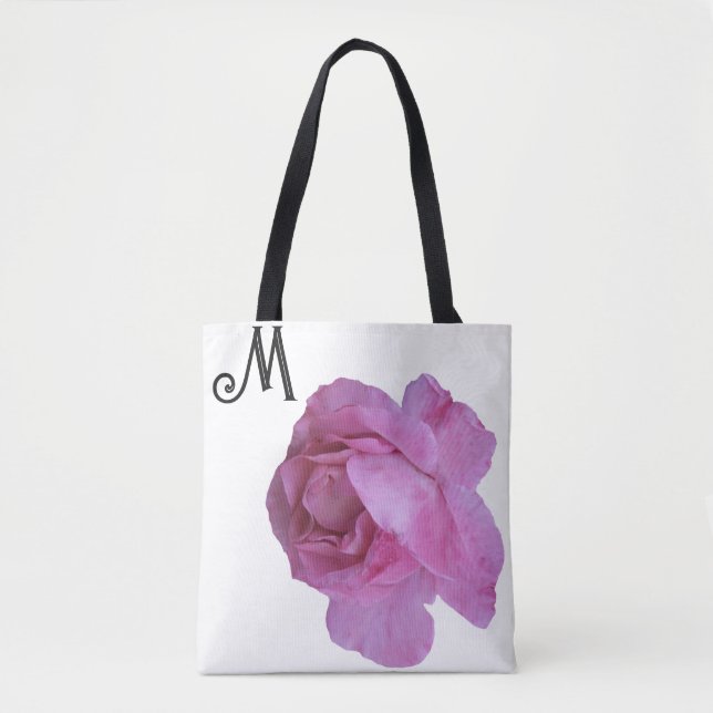 Cutomizable M name pretty pink rose beautiful Tote Bag (Front)