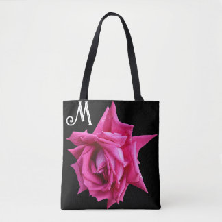 Cutomizable M name pretty pink rose trendy floral Tote Bag