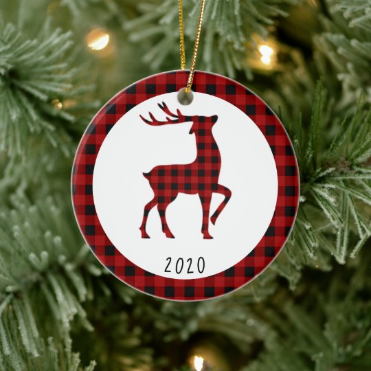 Cutomize and Personalize, Plaid Reindeer Christmas Ornament | Zazzle.co.uk