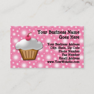 Cutout Cupcake with Pink Cherry Bakery Business Card