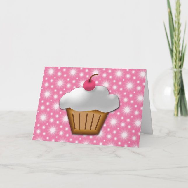 Cutout Cupcake with Pink Cherry on Top Card (Front)