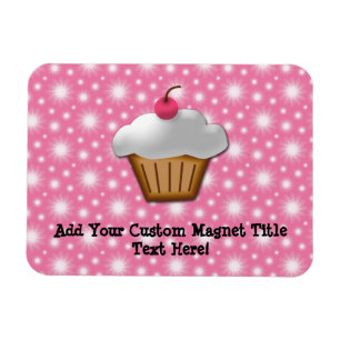 Cutout Cupcake with Pink Cherry on Top Magnet